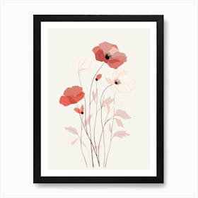 Scarlet Serenity: Poppy Flower Wall Art Print Art Print
