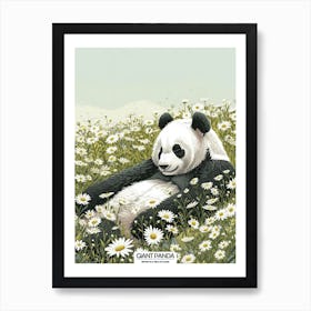 Giant Panda Resting In A Field Of Daisies Poster 10 Art Print