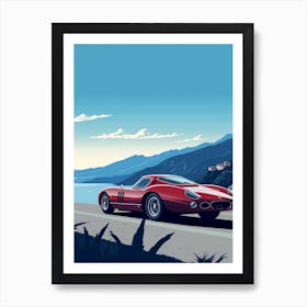 A Ferrari 250 Gto In Amalfi Coast, Italy, Car Illustration 2 Art Print