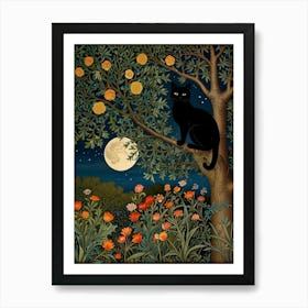 Cat In The Orange Tree Style William Morris Art Print