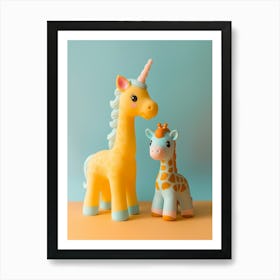 Pastel Toy Unicorn & Toy Giraffe 1 Art Print