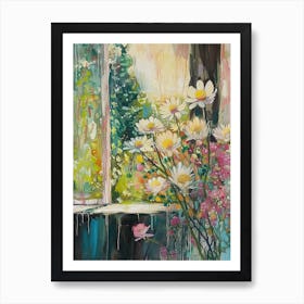 Protea Flowers On A Cottage Window 3 Art Print