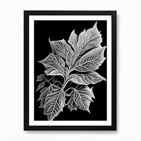 Witch Hazel Leaf Linocut 3 Art Print