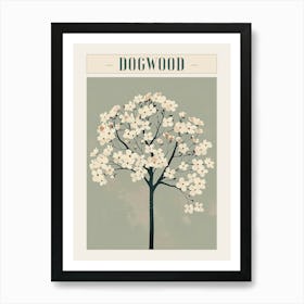 Dogwood Tree Minimal Japandi Illustration 4 Poster Art Print