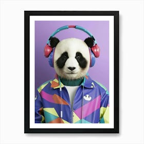 Panda Bear With Headphones 3 Art Print