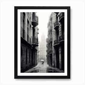 Barcelona, Spain, Black And White Analogue Photography 2 Art Print