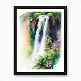 Manawaiopuna Falls, United States Water Colour  (3) Art Print