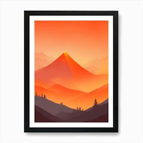 Misty Mountains Vertical Composition In Orange Tone 169 Art Print