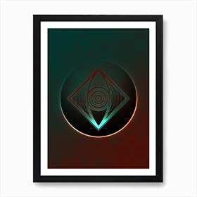 Geometric Neon Glyph on Jewel Tone Triangle Pattern 182 Art Print