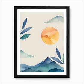 Watercolor Of Mountains Art Print