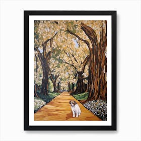 Painting Of A Dog In Royal Botanic Gardens, Melbourne Australia In The Style Of Gustav Klimt 04 Art Print