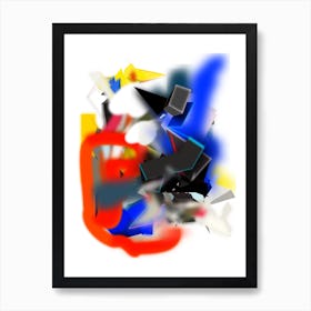 Coloful Geometric Abstraction Black Red Yellow And Blue Art Print