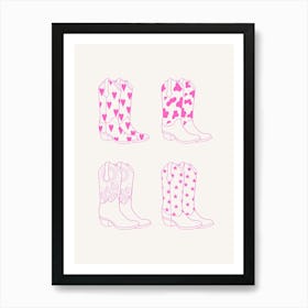 Pink Cowboy Boots Art Print