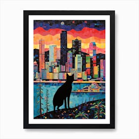 Panama City, Panama Skyline With A Cat 3 Art Print