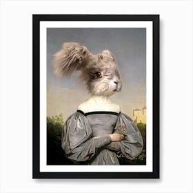 Sensitive Felene The Angora Rabbit Pet Portraits Art Print