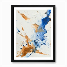 Blue And Orange Splashes Art Print