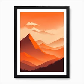 Misty Mountains Vertical Composition In Orange Tone 362 Art Print