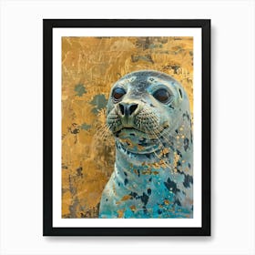 Harp Seal Pup Gold Effect Collage 3 Art Print
