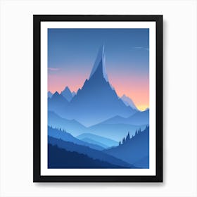 Misty Mountains Vertical Composition In Blue Tone 171 Art Print