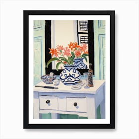 Bathroom Vanity Painting With A Lily Bouquet 4 Art Print