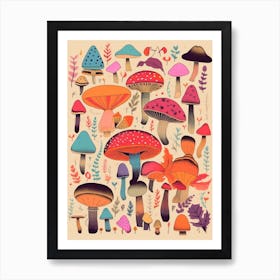 Funky Mushrooms 1 Art Print