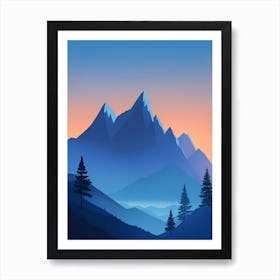 Misty Mountains Vertical Composition In Blue Tone 218 Art Print