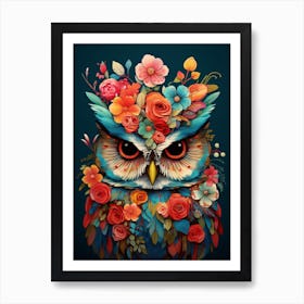 Bird With A Flower Crown Owl 1 Art Print