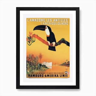 Poster Advertising The Hamburg Amerika Linie Art Print