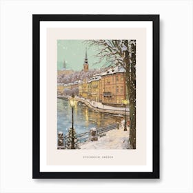 Vintage Winter Poster Stockholm Sweden 1 Art Print