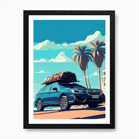 A Subaru Outback In The French Riviera Car Illustration 2 Art Print
