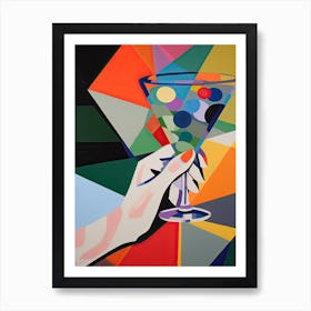 Colourful Hand Holding A Martini 2 Art Print