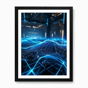 An Advanced Ai Network System Manifests Itself A Dynamic Almost Organic Mesh Intricately Woven Acr Art Print