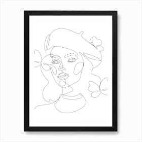 Portrait Of A Woman's Face Line 1 Art Print