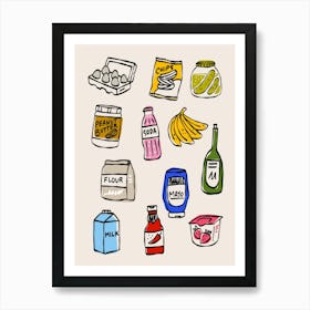 Groceries - Funky Food Art Print