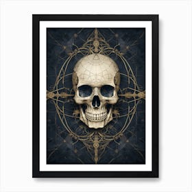 A Skull Is Seen On A Parchment Art Art Print