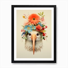 Bird With A Flower Crown Kiwi 1 Art Print