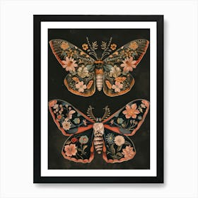 Nocturnal Butterfly William Morris Style 7 Art Print