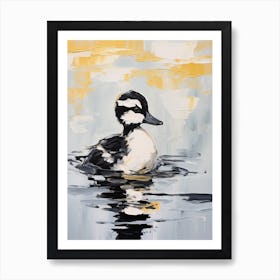 Black & White Duckling Reflection Art Print