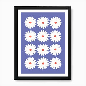 Daisy Red Blue Art Print