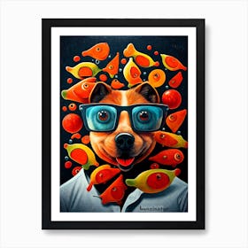 Dog With Glasses 1 Art Print