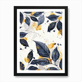 Watercolor Leaves Pattern Art Print