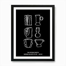 Kitchen Objects Black Affiche