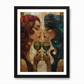 Two Women Drinking Wine 7 Art Print