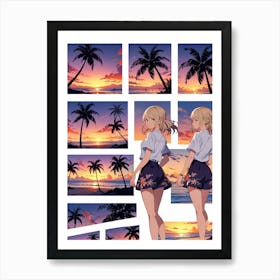 Sunset At The Beach 10 Art Print