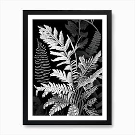New York Fern Wildflower Linocut 1 Art Print