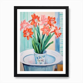 A Vase With Amaryllis, Flower Bouquet 4 Art Print