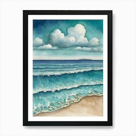 Watercolor Of A Beach Art Print