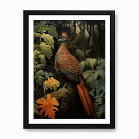 Dark And Moody Botanical Pheasant 2 Art Print