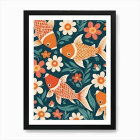 Floral Koi Fish Nursery Illustration (21) Art Print