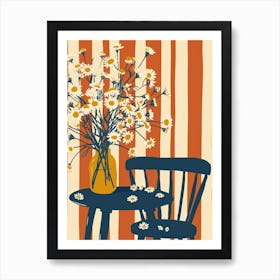 Daises Flowers On A Table   Contemporary Illustration 4 Art Print